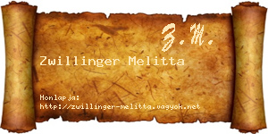 Zwillinger Melitta névjegykártya